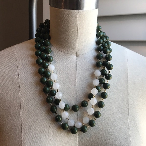 Anthropologie Jewelry - Green/white 3 strand beaded necklace